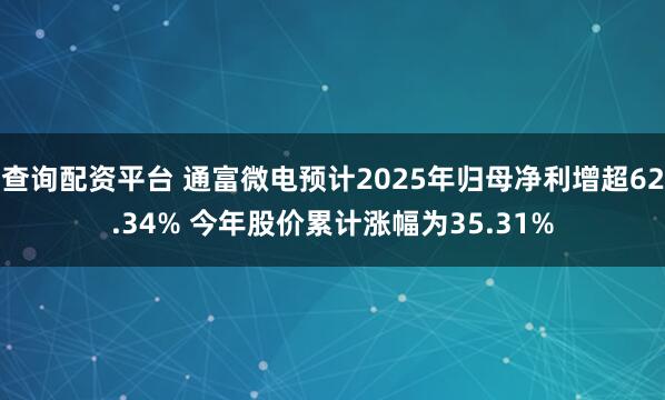 查询配资平台 通富微电预计2025年归母净利增超62.34% 今年股价累计涨幅为35.31%
